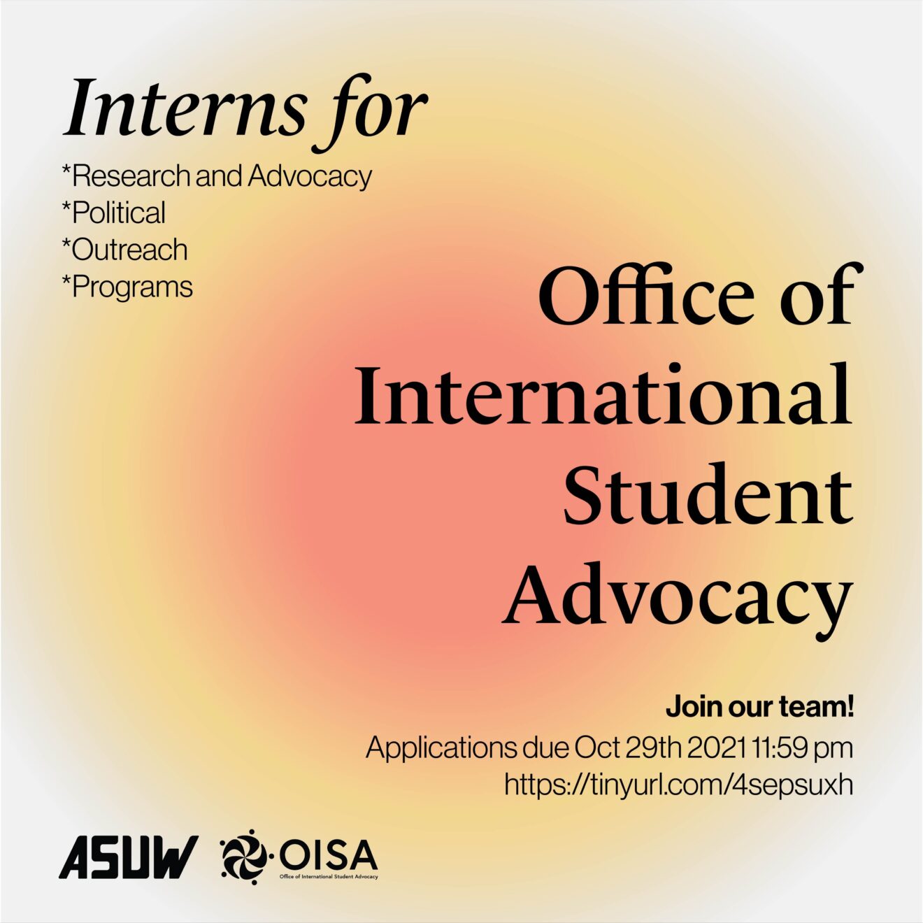 AS UW Office of International Student Advocacy Intern application